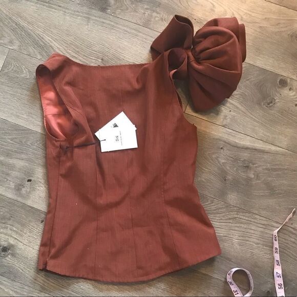 NWT something navy large rose blouse rust color - Picture 8 of 8